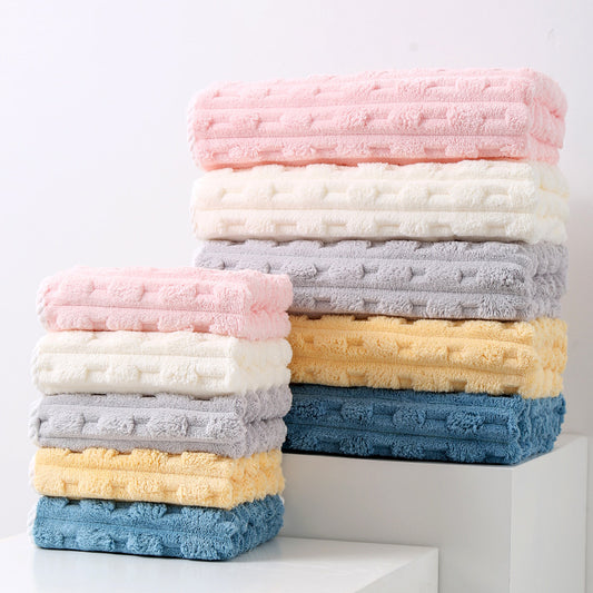 Yellow Thickened Fleece Towel Set