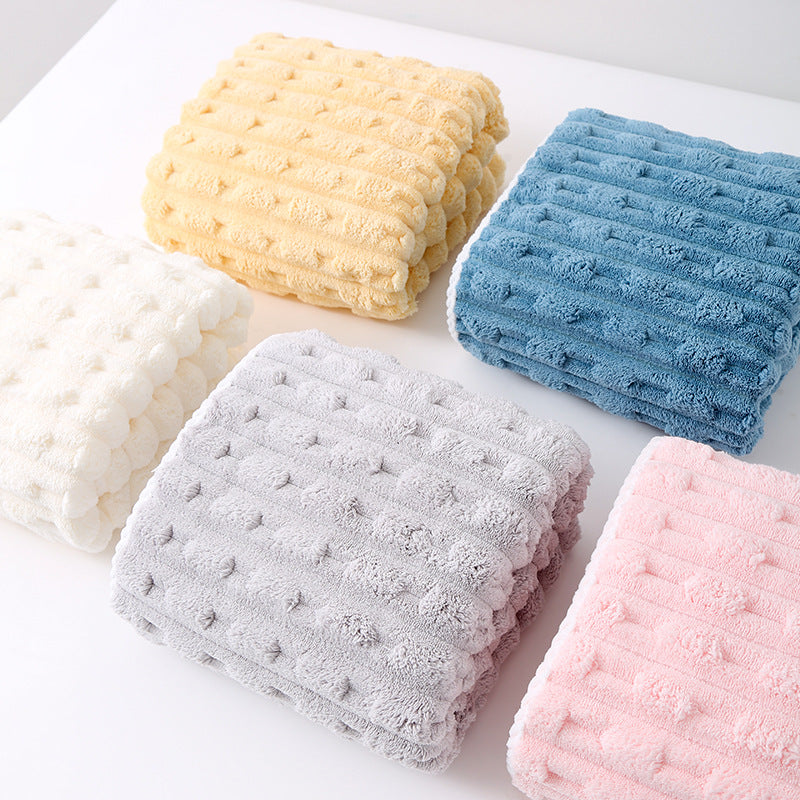 Yellow Thickened Fleece Towel Set